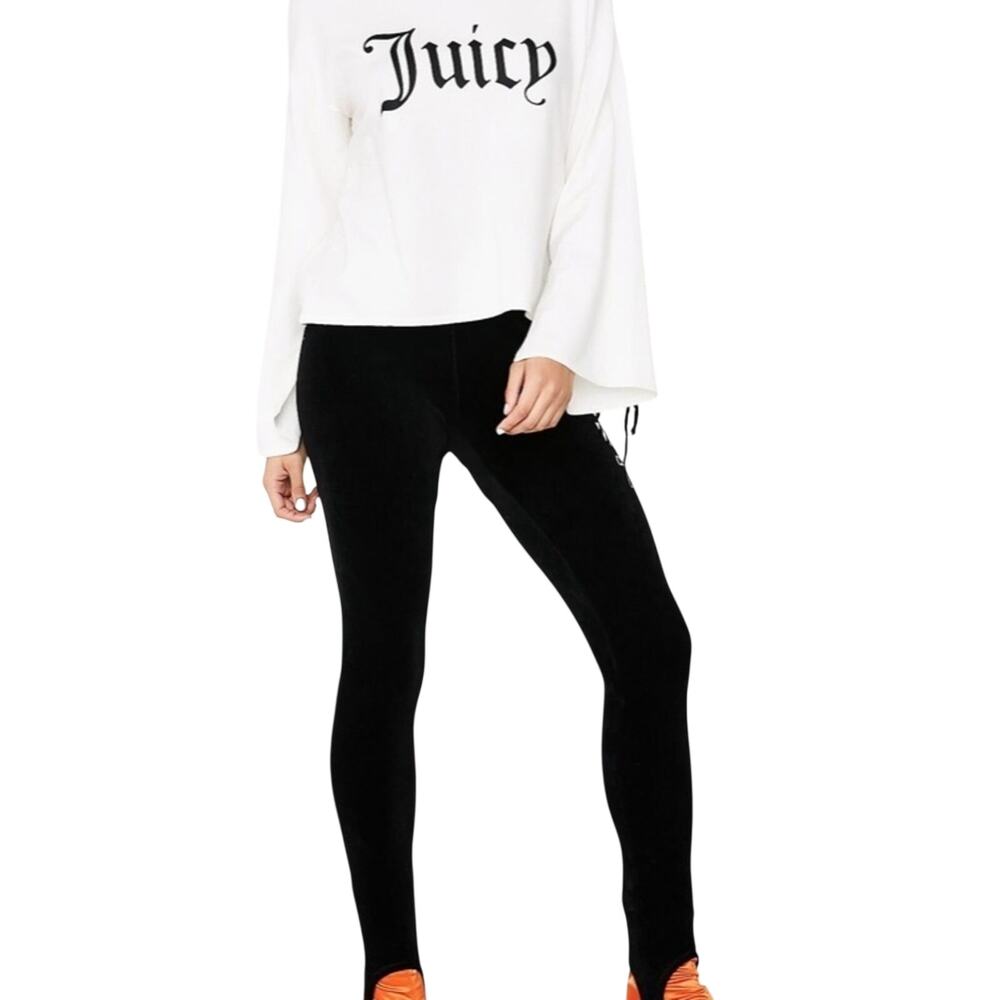 Juicy Couture Velour Stretch Stirrup Legging Blue Womens S Velvet Pants Y2K
